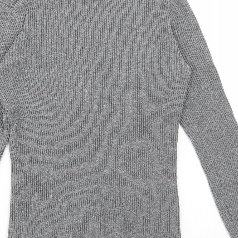 Primark Womens Grey High Neck Viscose Pullover Jumper Size M - Ribbed