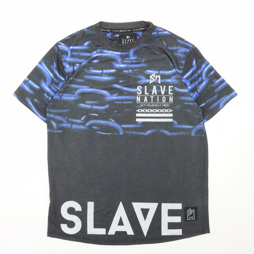 Slave nation Mens Grey Polyester T-Shirt Size S Round Neck