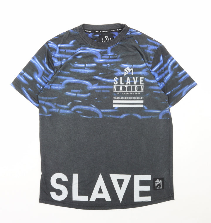 Slave nation Mens Grey Polyester T-Shirt Size S Round Neck