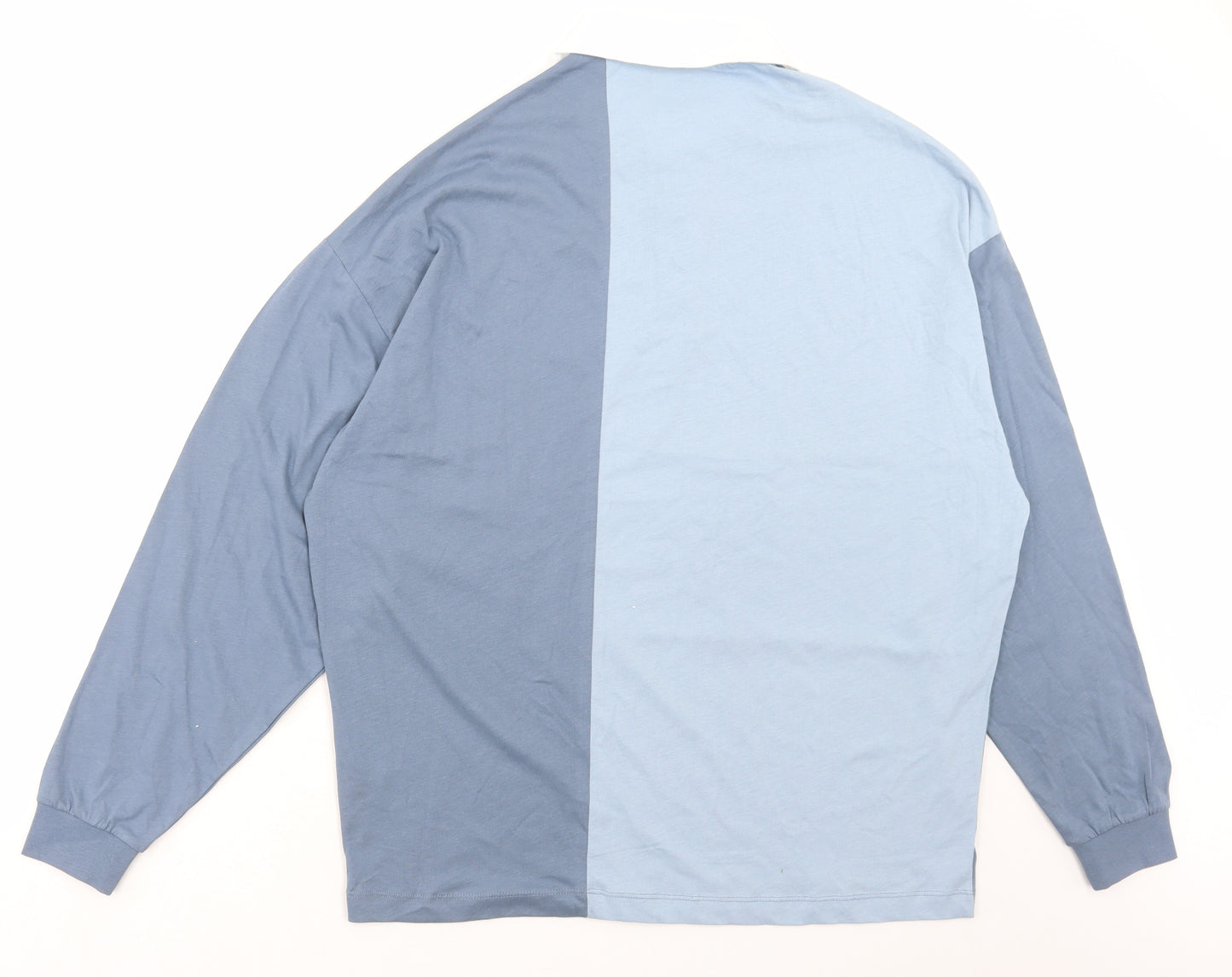 ASOS Mens Blue Colourblock Cotton T-Shirt Size S Collared - Brooklyn