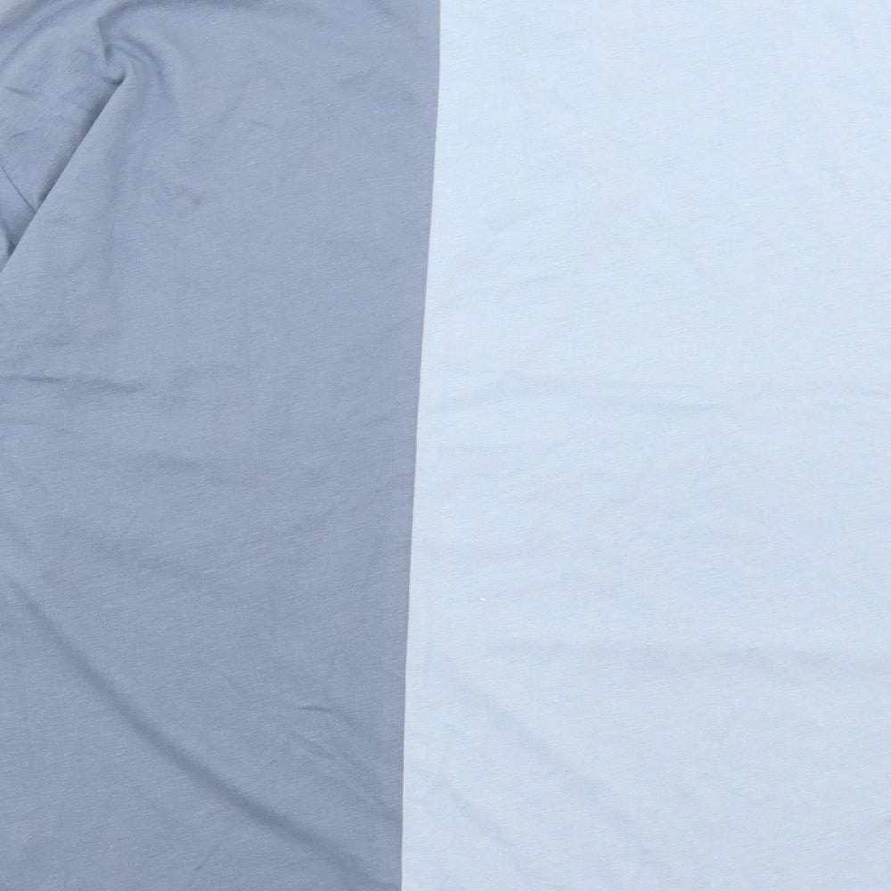 ASOS Mens Blue Colourblock Cotton T-Shirt Size S Collared - Brooklyn