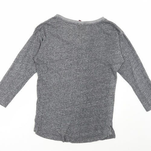 Divided by H&M Womens Grey V-Neck Cotton Pullover Jumper Size XS