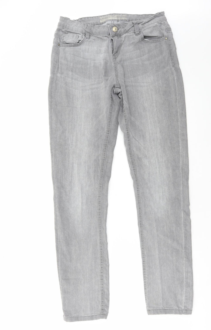 Denim & Co. Womens Grey Cotton Skinny Jeans Size 12 L32 in Regular Zip