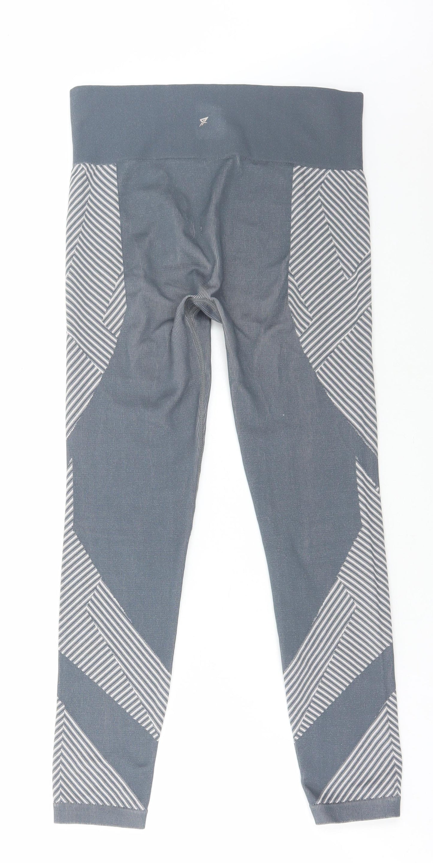 Primark Womens Grey Striped Polyester Sweatpants Leggings Size 12 L28 in Regular Pullover