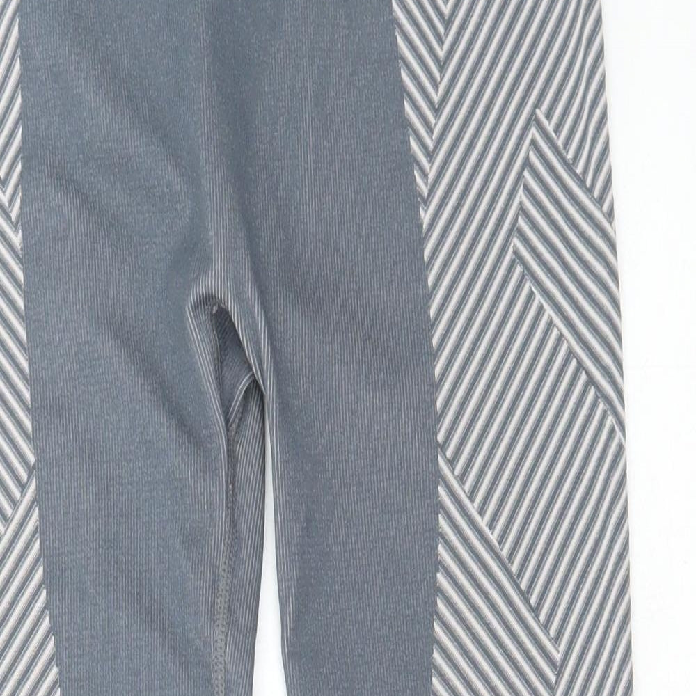 Primark Womens Grey Striped Polyester Sweatpants Leggings Size 12 L28 in Regular Pullover