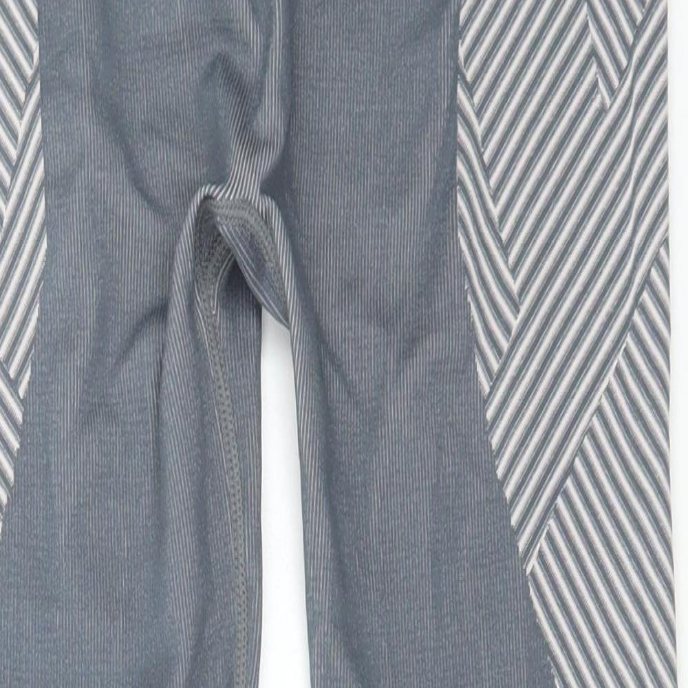 Primark Womens Grey Striped Polyester Sweatpants Leggings Size 12 L28 in Regular Pullover