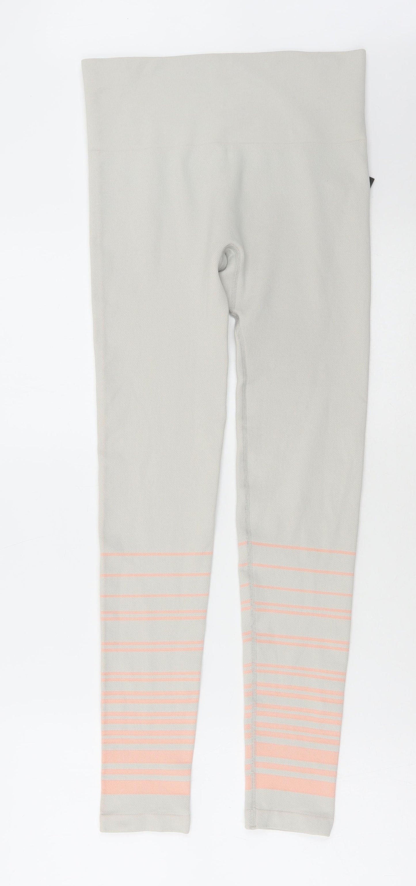 Primark Womens Beige Striped Polyamide Sweatpants Leggings Size 12 L27 in Regular Pullover