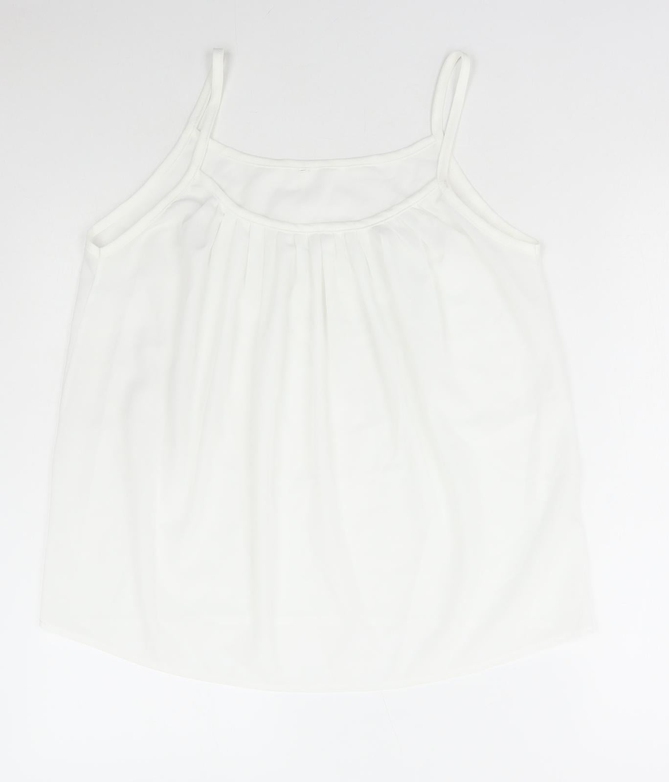 Preworn Womens White Polyester Camisole Tank Size 3XL Scoop Neck