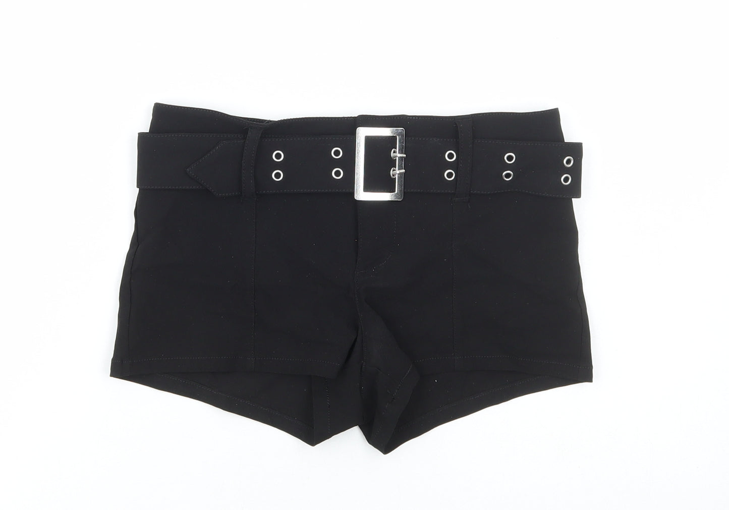 Divided by H&M Womens Black Viscose Hot Pants Shorts Size 4 Regular Zip