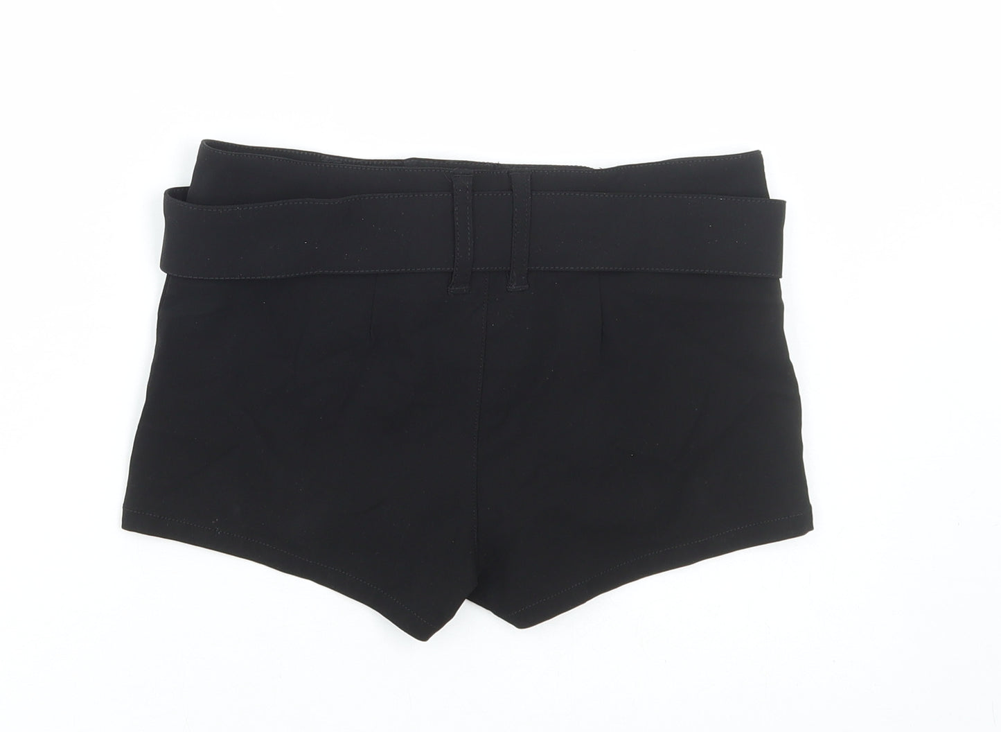 Divided by H&M Womens Black Viscose Hot Pants Shorts Size 4 Regular Zip