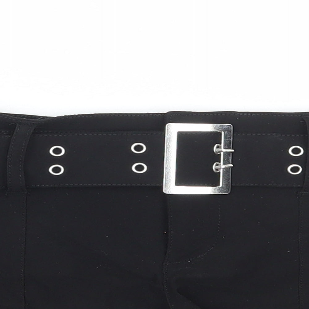 Divided by H&M Womens Black Viscose Hot Pants Shorts Size 4 Regular Zip