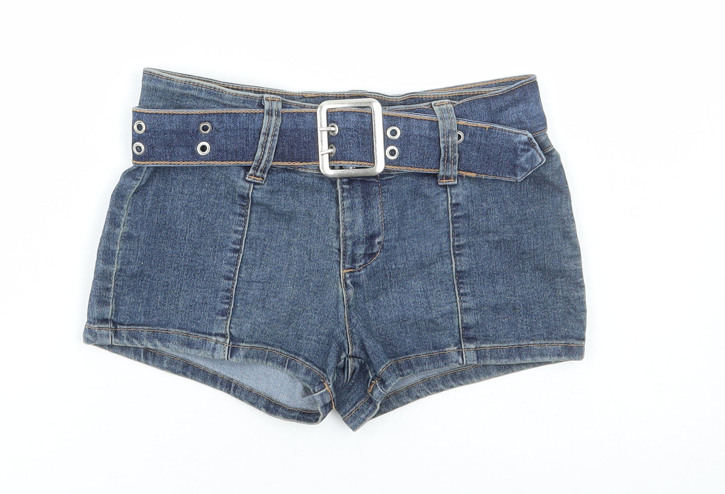 Divided by H&M Womens Blue Cotton Hot Pants Shorts Size 4 Regular Zip
