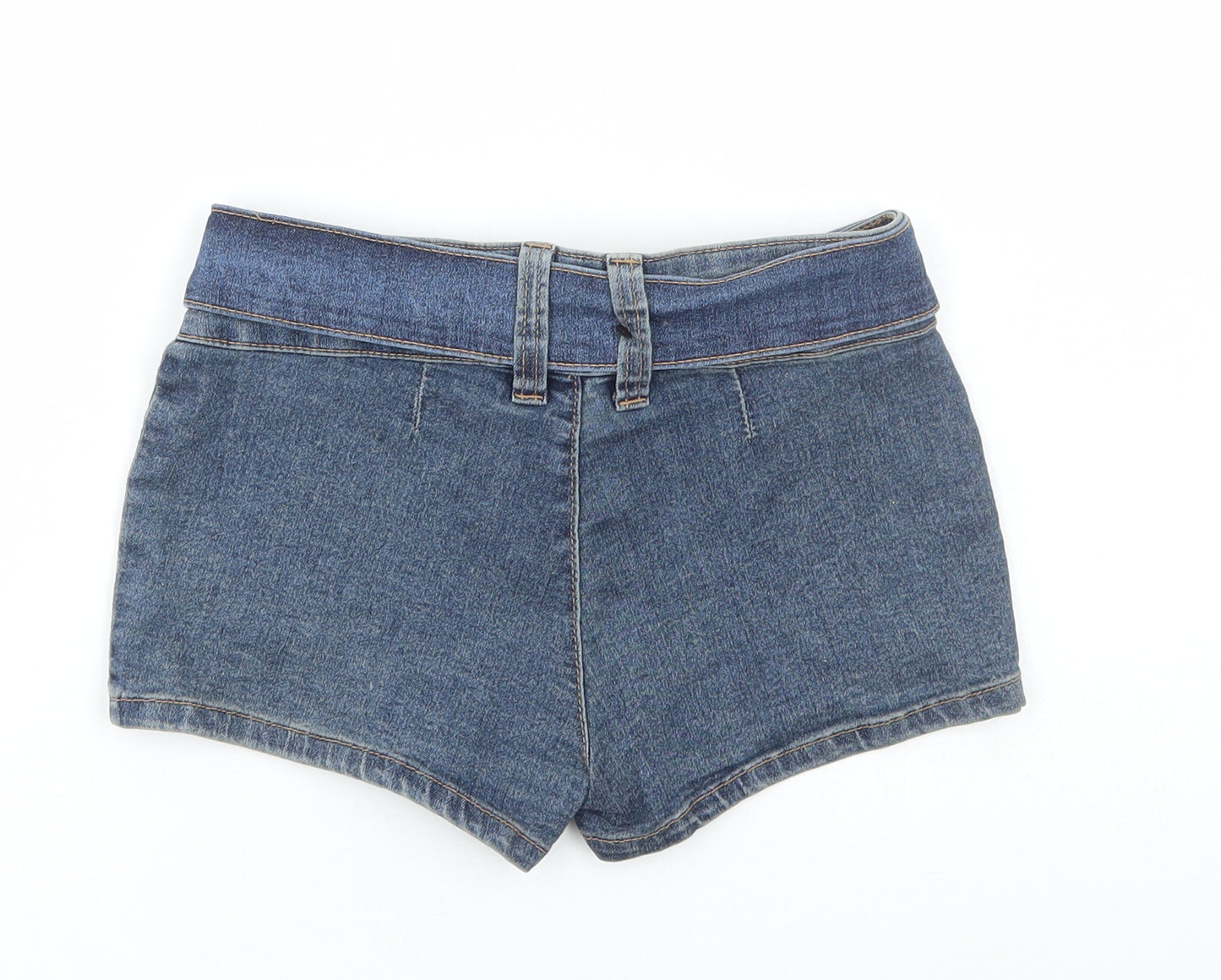 Divided by H&M Womens Blue Cotton Hot Pants Shorts Size 4 Regular Zip