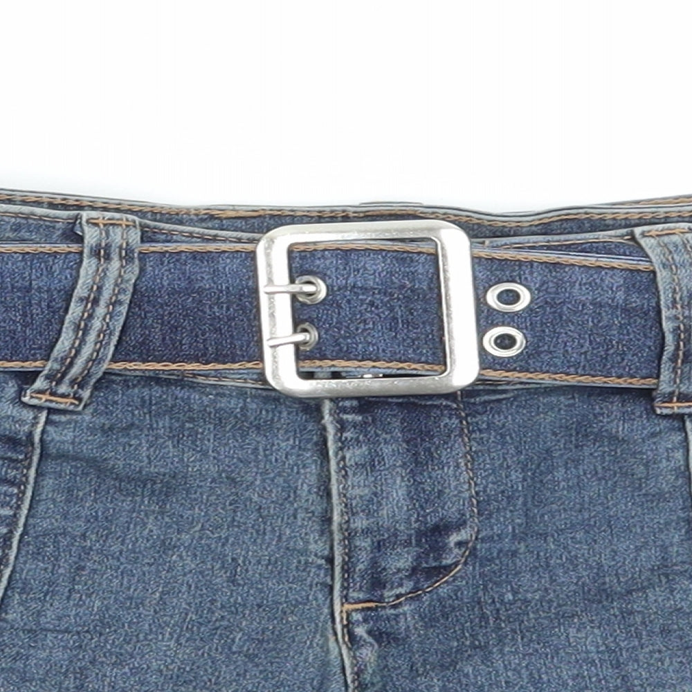 Divided by H&M Womens Blue Cotton Hot Pants Shorts Size 4 Regular Zip