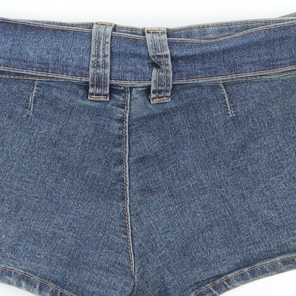 Divided by H&M Womens Blue Cotton Hot Pants Shorts Size 4 Regular Zip