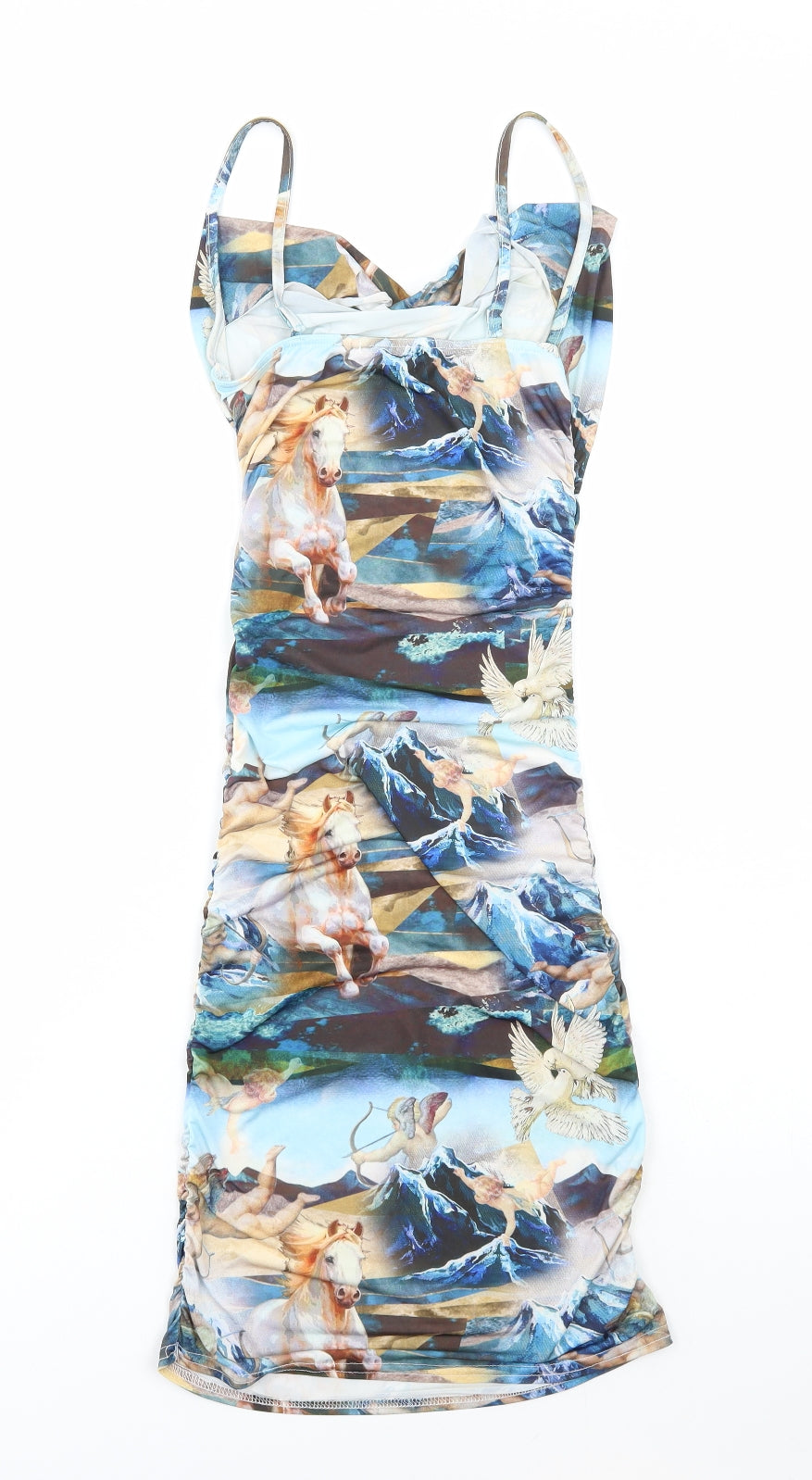 PRETTYLITTLETHING Womens Multicoloured Geometric Polyester Bodycon Size 4 Sweetheart Pullover - Cherub