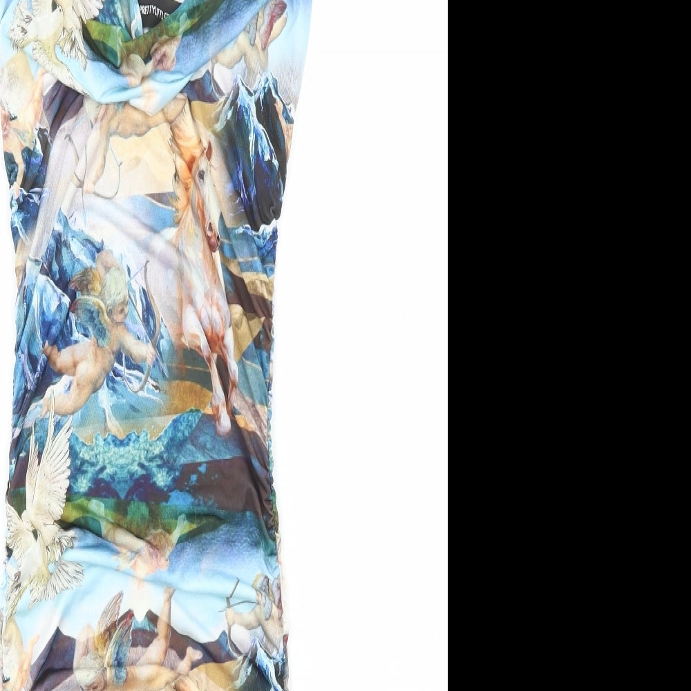 PRETTYLITTLETHING Womens Multicoloured Geometric Polyester Bodycon Size 4 Sweetheart Pullover - Cherub