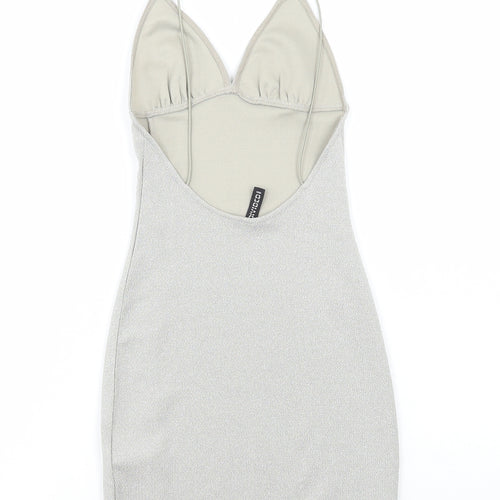 Divided by H&M Womens Silver Polyester Bodycon Size 2XS Halter Pullover