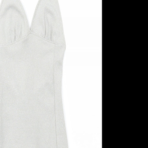 Divided by H&M Womens Silver Polyester Bodycon Size 2XS Halter Pullover