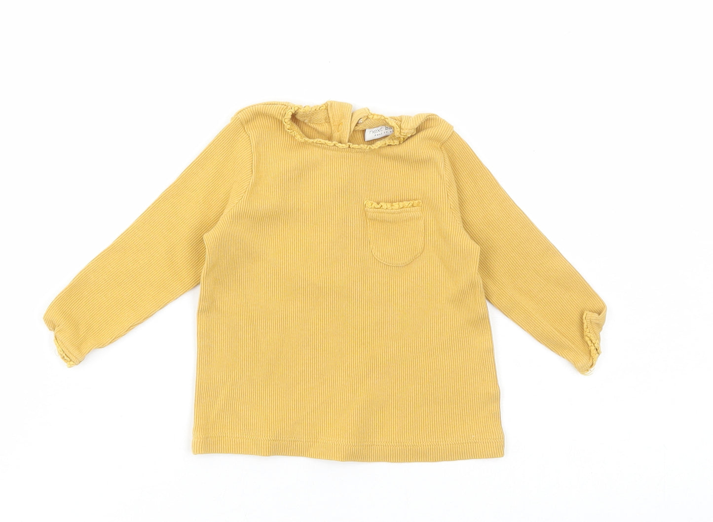 NEXT Baby Yellow Cotton Basic T-Shirt Size 3-6 Months Round Neck Button