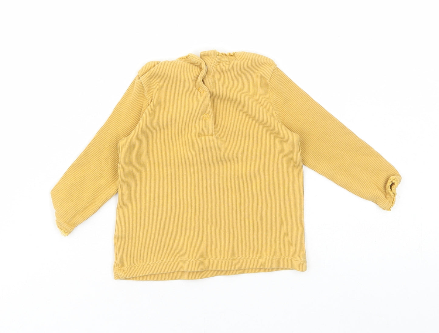 NEXT Baby Yellow Cotton Basic T-Shirt Size 3-6 Months Round Neck Button