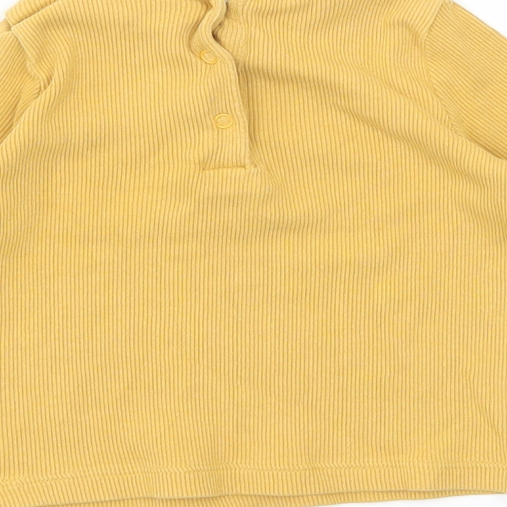 NEXT Baby Yellow Cotton Basic T-Shirt Size 3-6 Months Round Neck Button