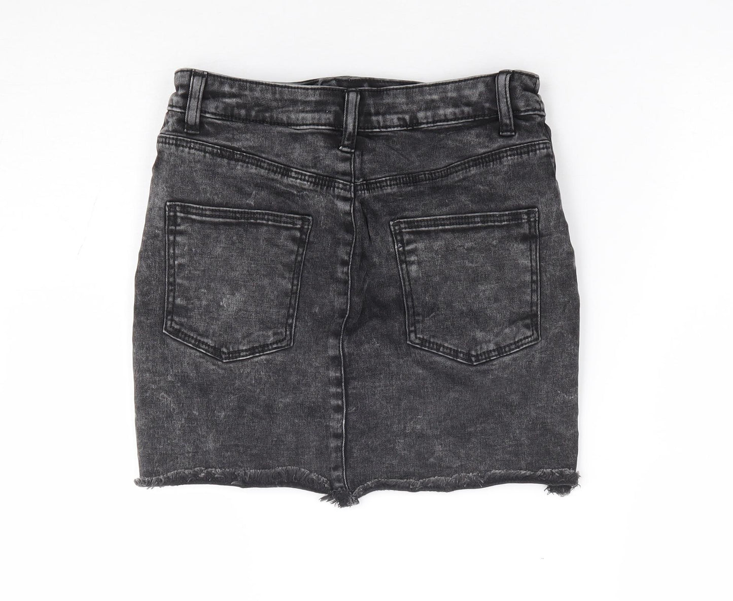 H&M Girls Black Cotton Mini Skirt Size 11 Years Regular Zip - No Bad Vibes