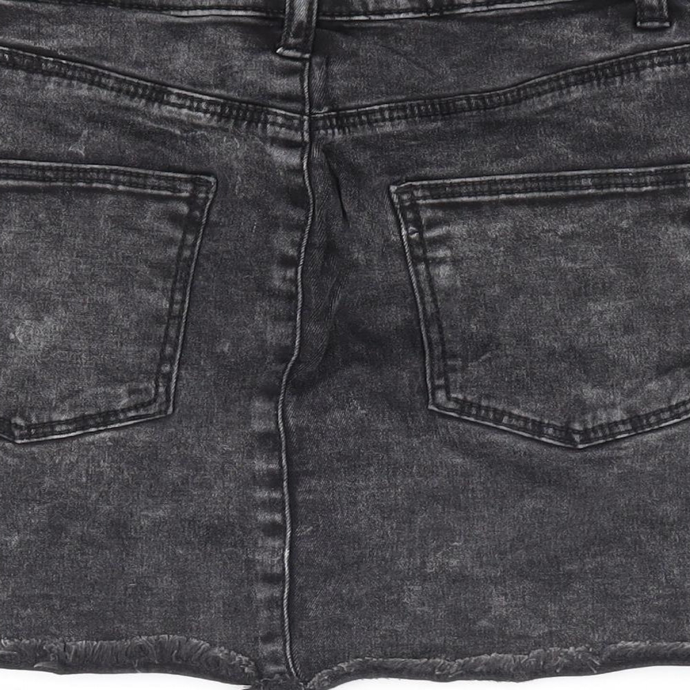 H&M Girls Black Cotton Mini Skirt Size 11 Years Regular Zip - No Bad Vibes