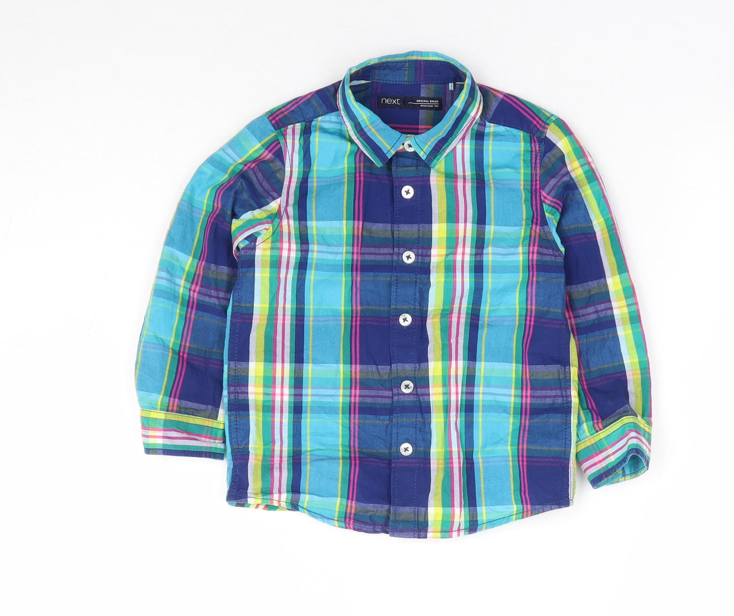 NEXT Boys Multicoloured Plaid 100% Cotton Jersey Button-Up Size 18-24 Months Collared Button