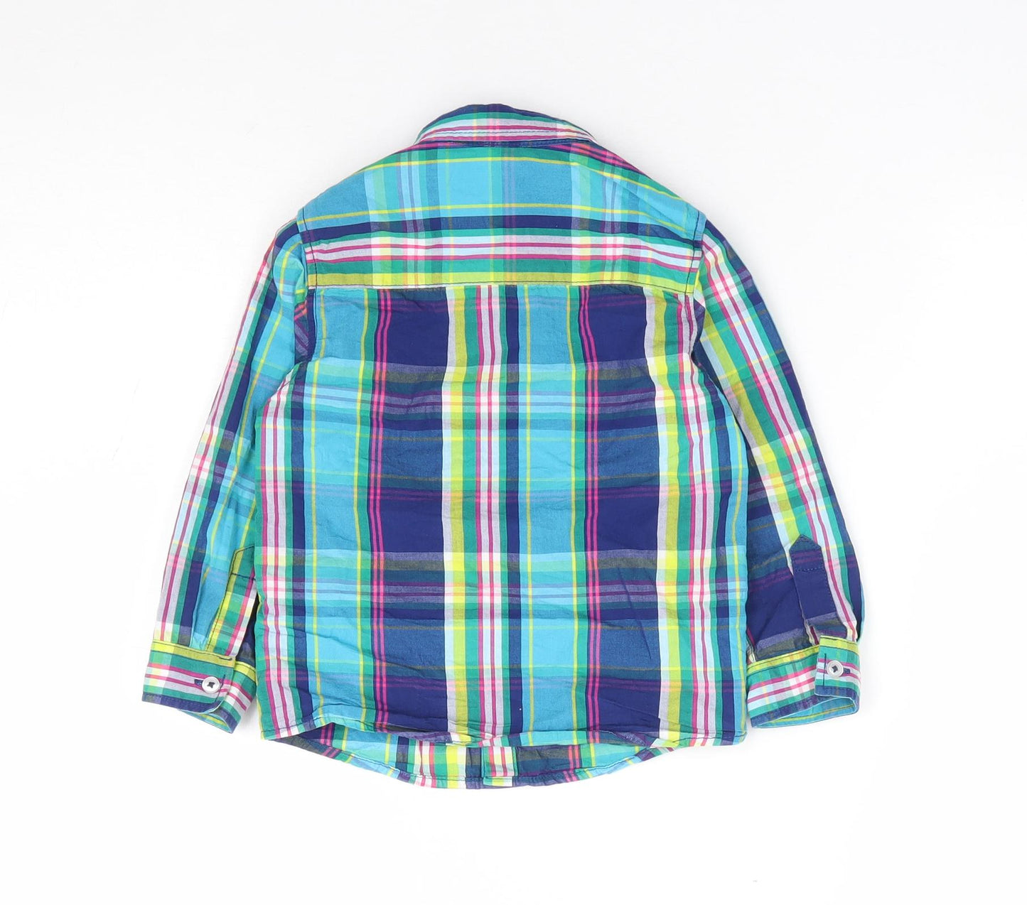 NEXT Boys Multicoloured Plaid 100% Cotton Jersey Button-Up Size 18-24 Months Collared Button