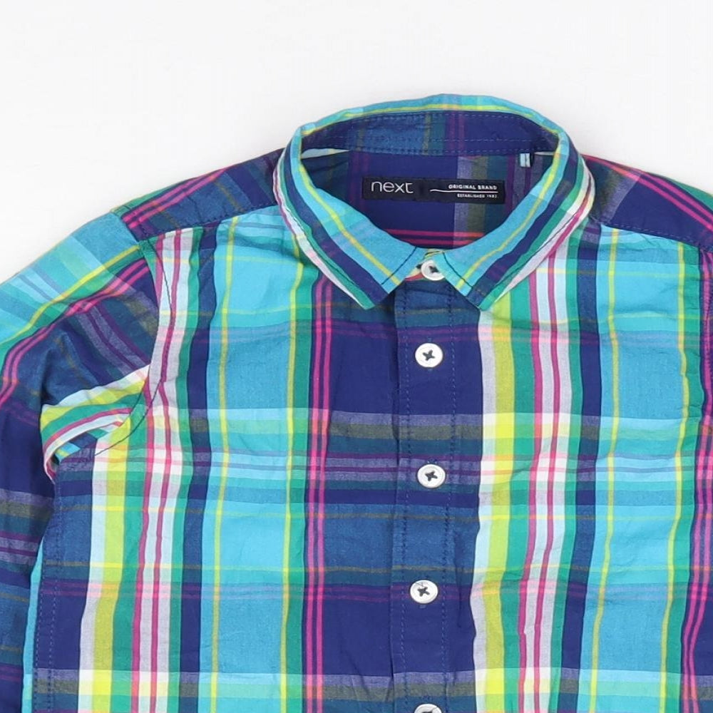 NEXT Boys Multicoloured Plaid 100% Cotton Jersey Button-Up Size 18-24 Months Collared Button
