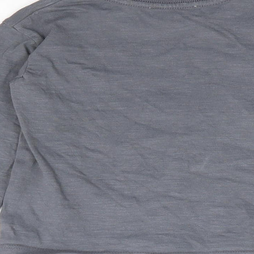 Mango Boys Grey 100% Cotton Basic Polo Size 12-18 Months Crew Neck Pullover - Dinosaur