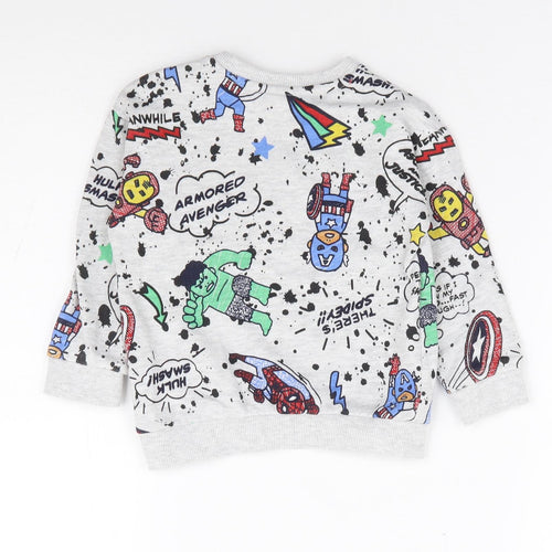 F&F Boys Multicoloured Geometric Cotton Pullover Jumper Size 12-18 Months Pullover - Marvel