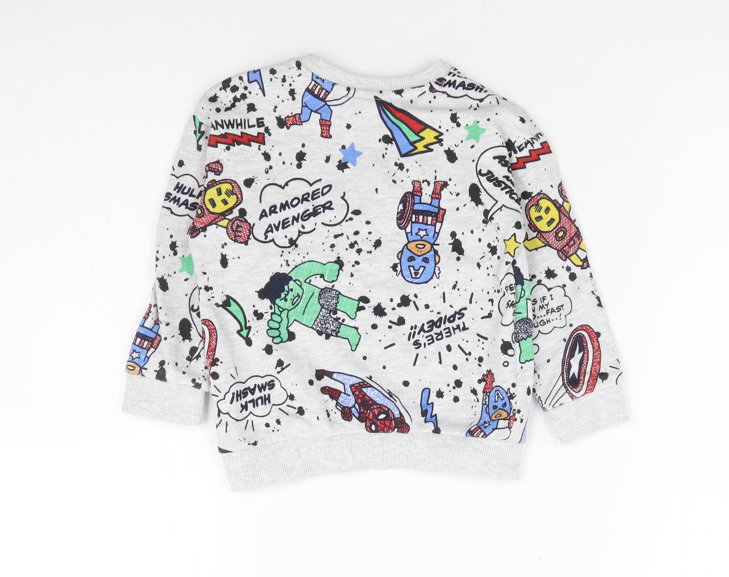 F&F Boys Multicoloured Geometric Cotton Pullover Jumper Size 12-18 Months Pullover - Marvel