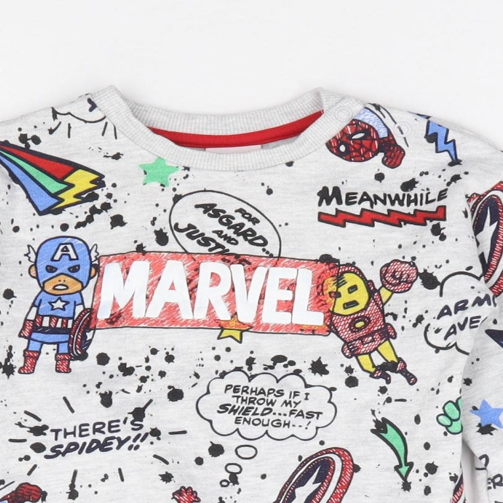 F&F Boys Multicoloured Geometric Cotton Pullover Jumper Size 12-18 Months Pullover - Marvel