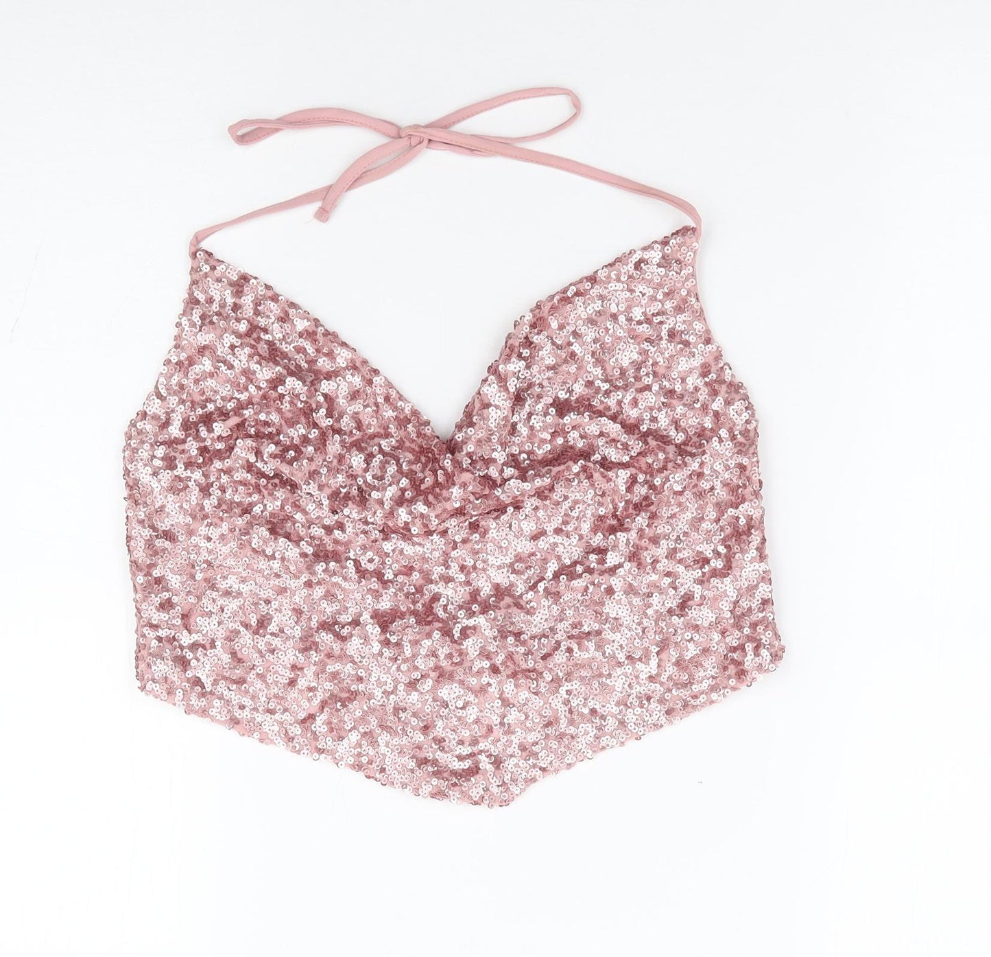 Miss Selfridges Womens Pink Polyester Cropped Tank Size 10 Halter