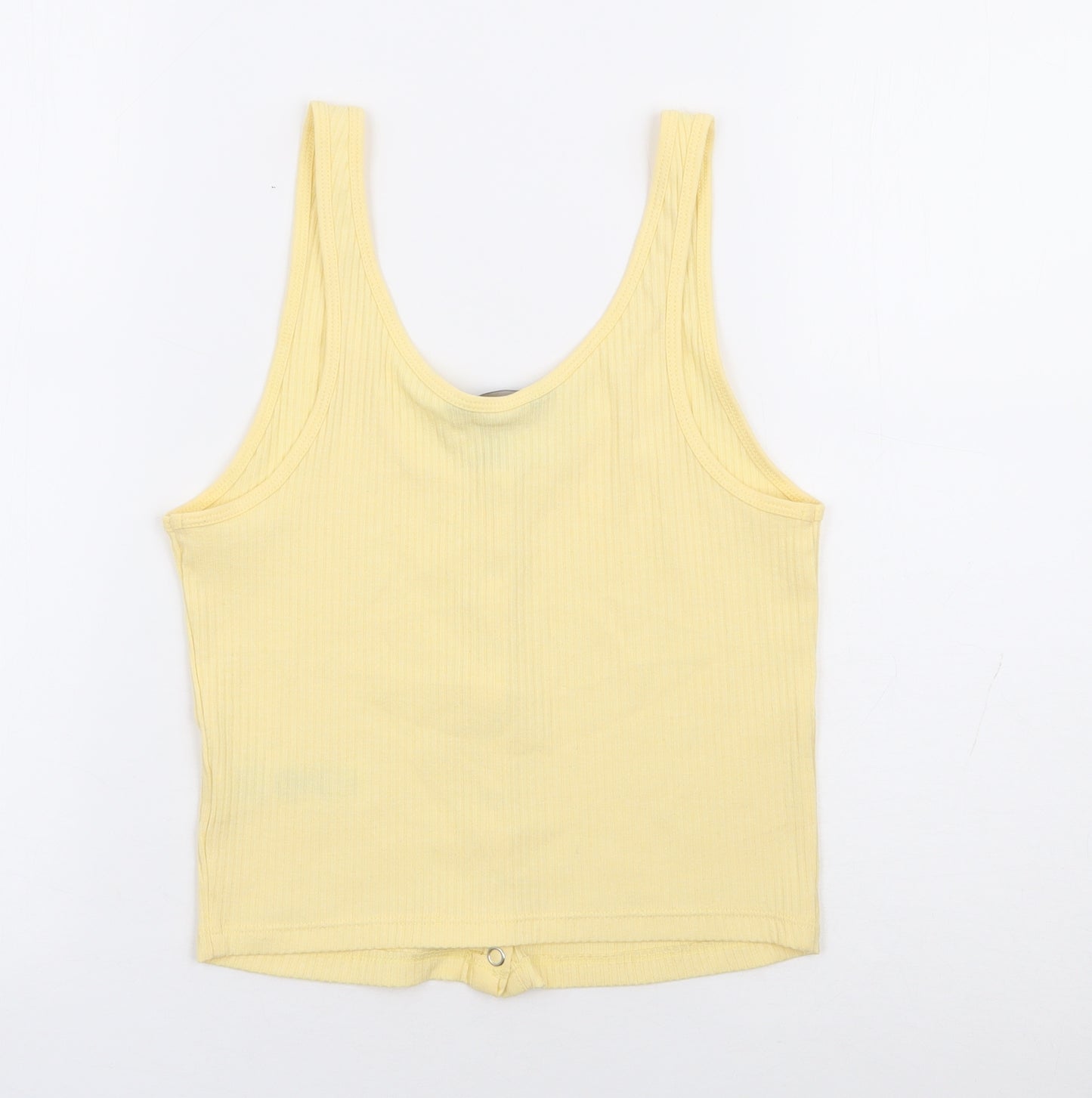 New Look Womens Yellow Polyester Cropped Tank Size 8 Scoop Neck - Ribbed