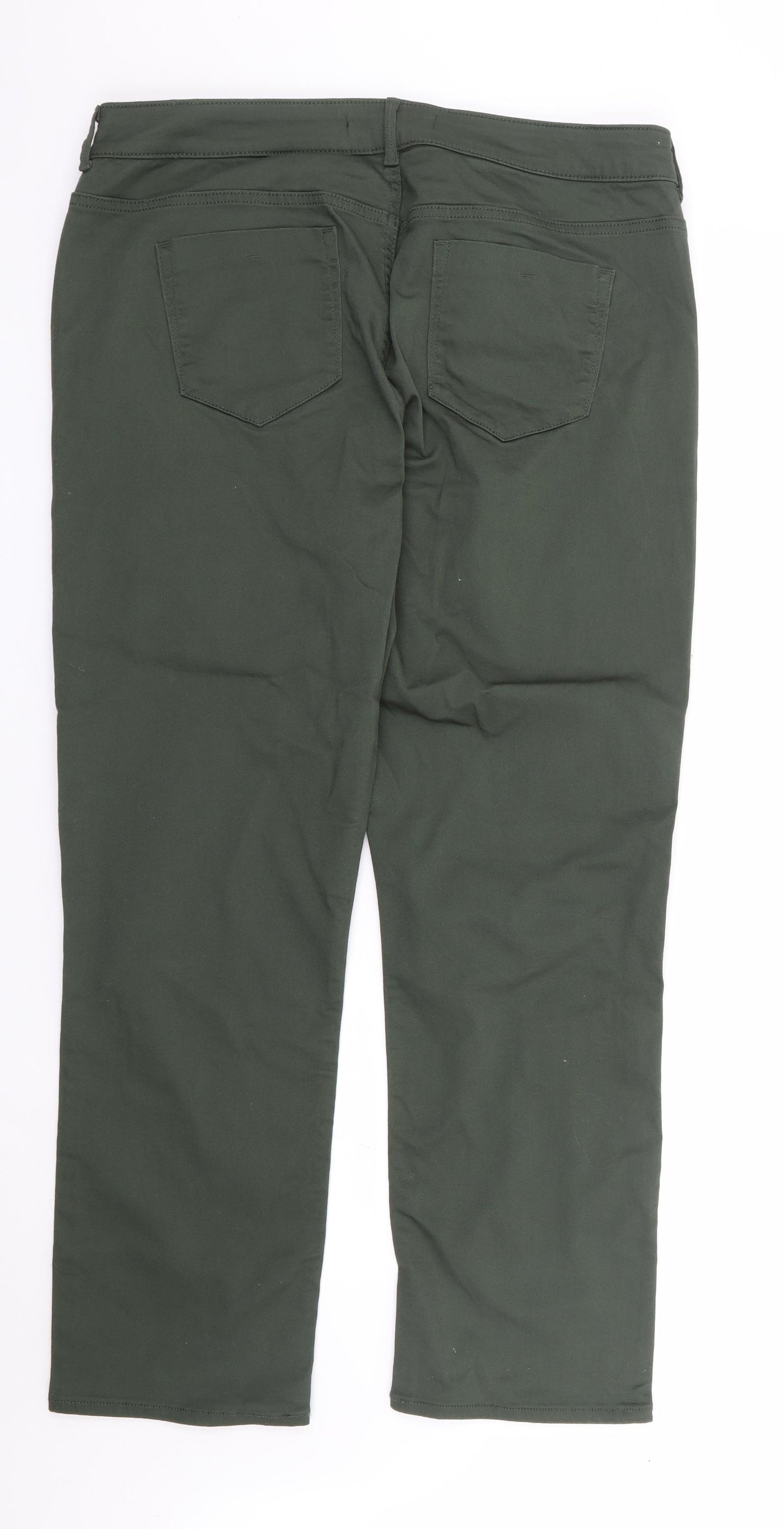 Dunnes Stores Womens Green Cotton Straight Jeans Size 18 L29 in Regular Zip