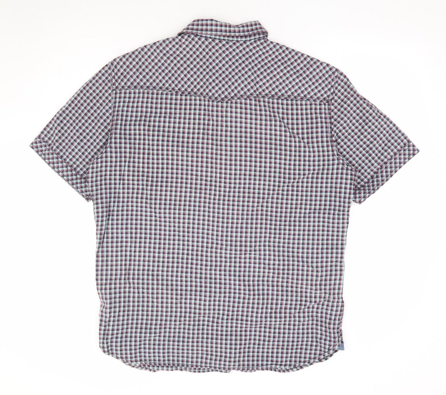 Marks and Spencer Mens Multicoloured Check Cotton Button-Up Size L Collared Button