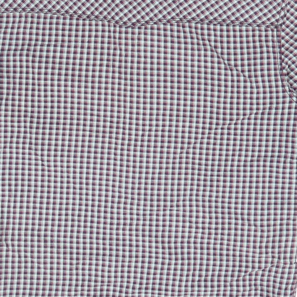 Marks and Spencer Mens Multicoloured Check Cotton Button-Up Size L Collared Button