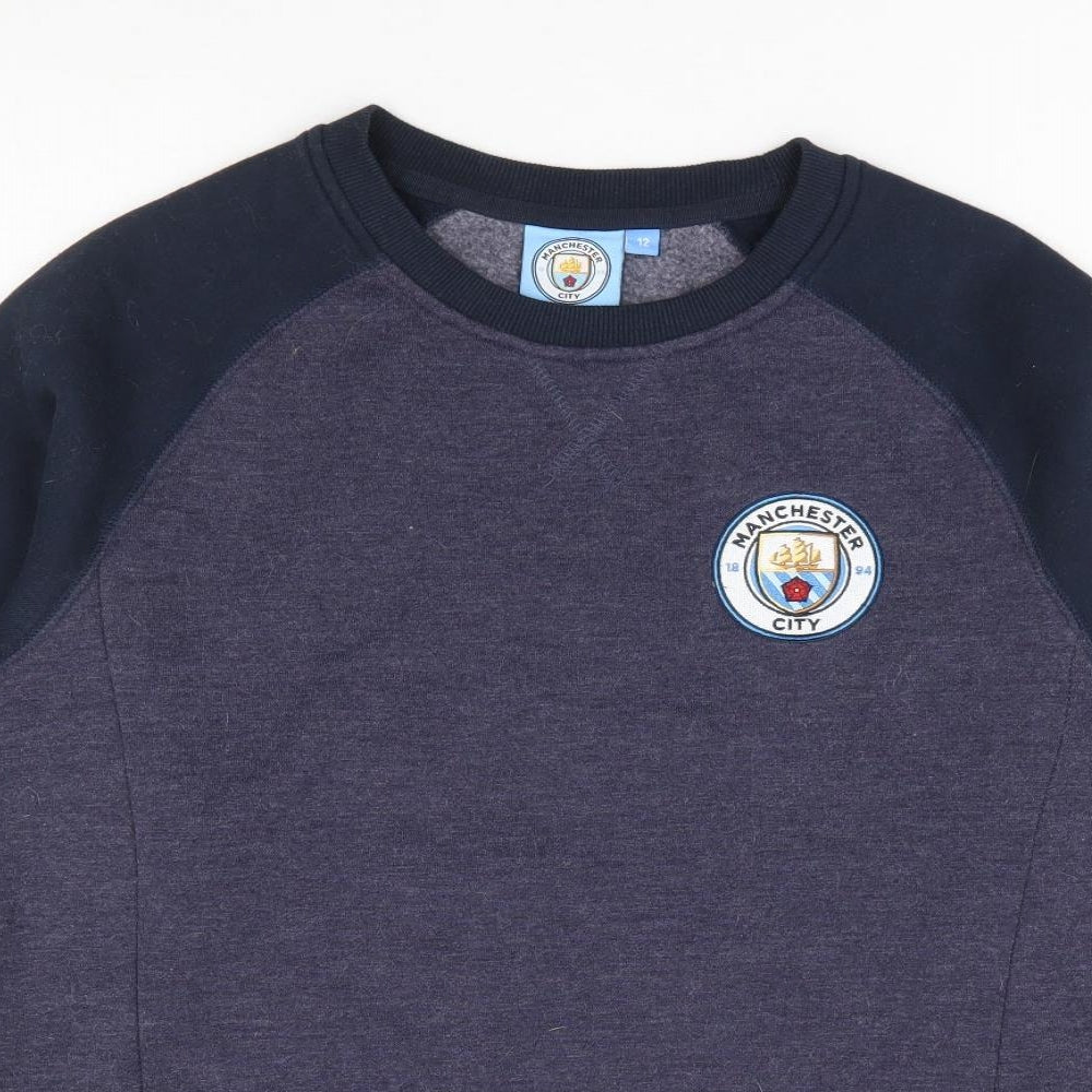 Fanatics Womens Blue Cotton Pullover Sweatshirt Size 12 Pullover - Manchester City
