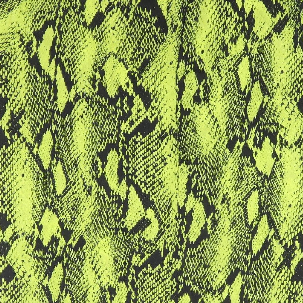 Primark Womens Green Animal Print Polyester Jersey Blouse Size 18 Mock Neck - Snake Print