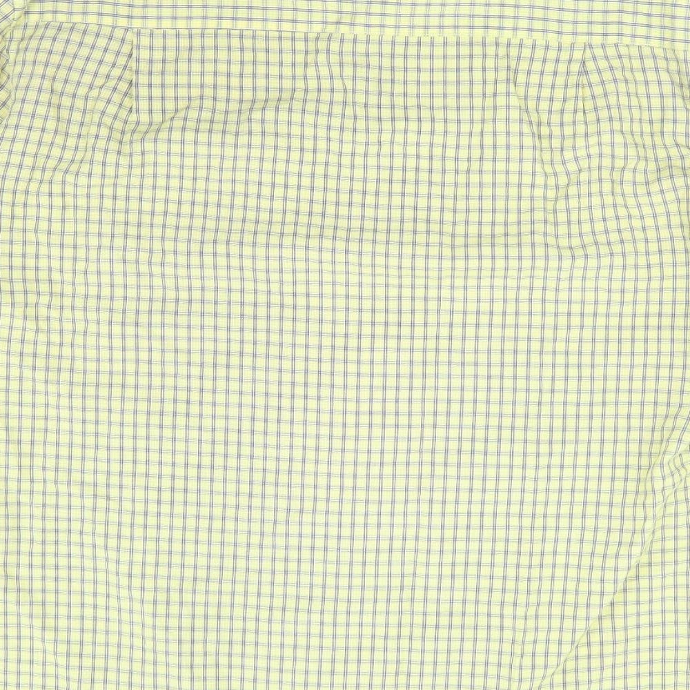 Marks and Spencer Mens Yellow Check Viscose Button-Up Size M Collared Button - Soft Touch