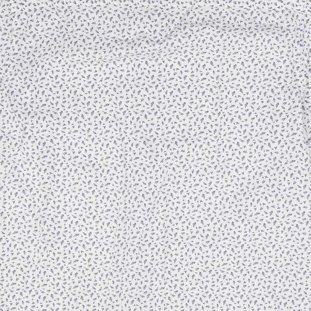 Marks and Spencer Mens White Geometric Cotton Button-Up Size M Collared Button