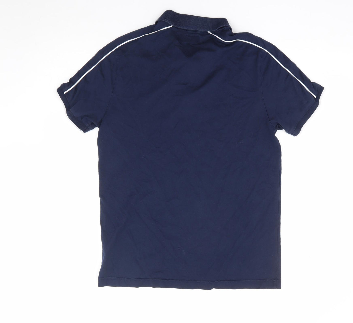 Marks and Spencer Mens Blue Cotton Polo Size S Collared Button