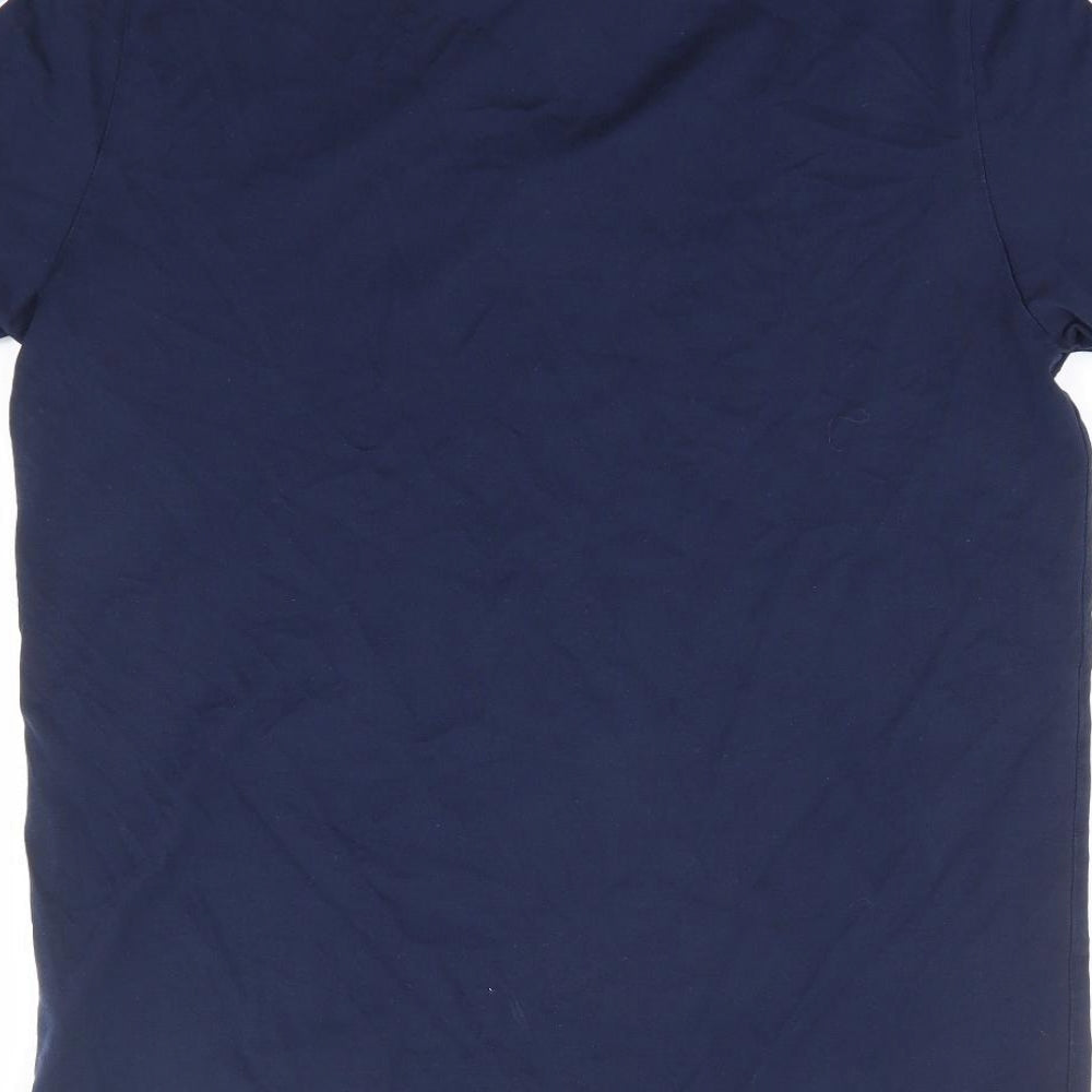 Marks and Spencer Mens Blue Cotton Polo Size S Collared Button