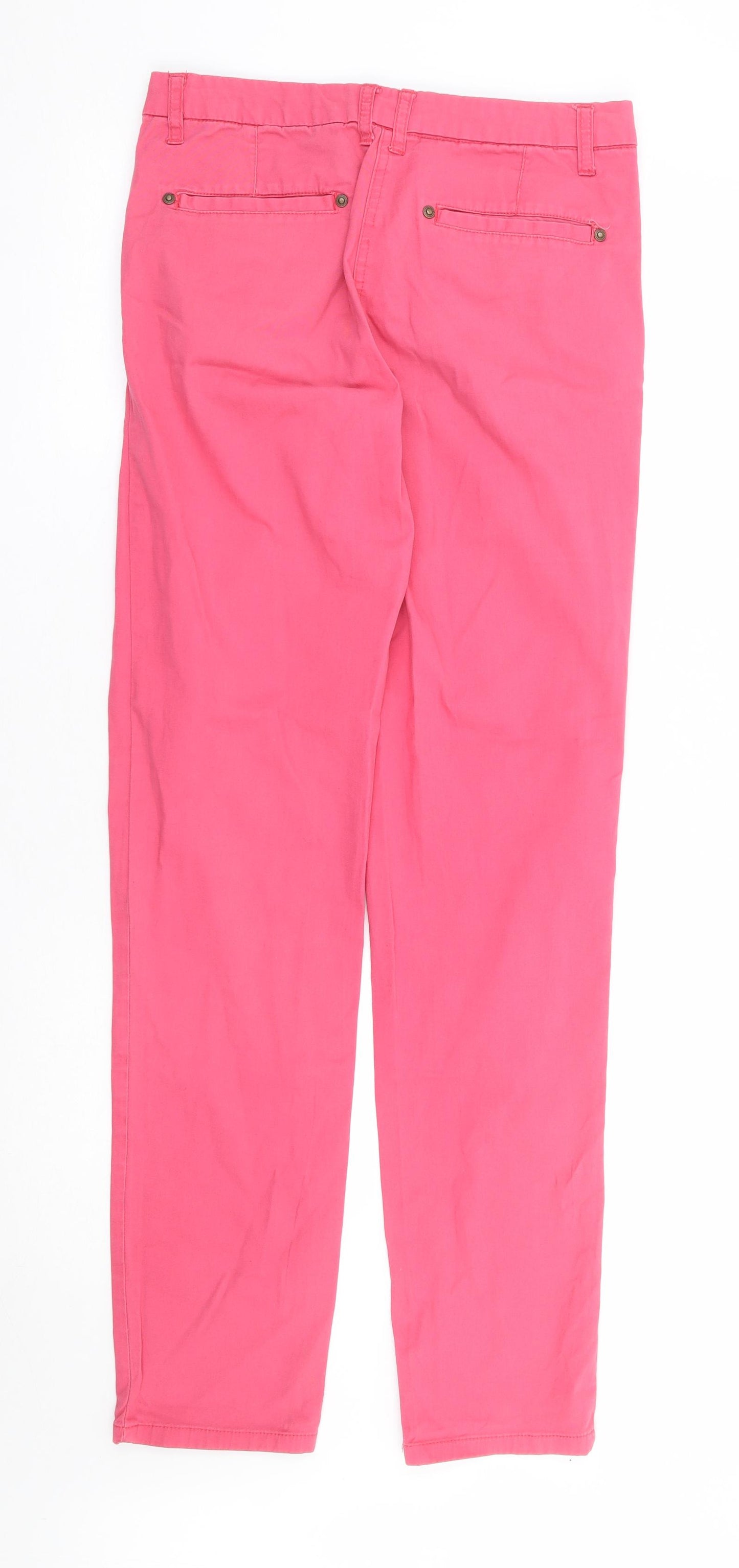 Primark Womens Pink Cotton Chino Trousers Size 6 L30 in Regular Zip