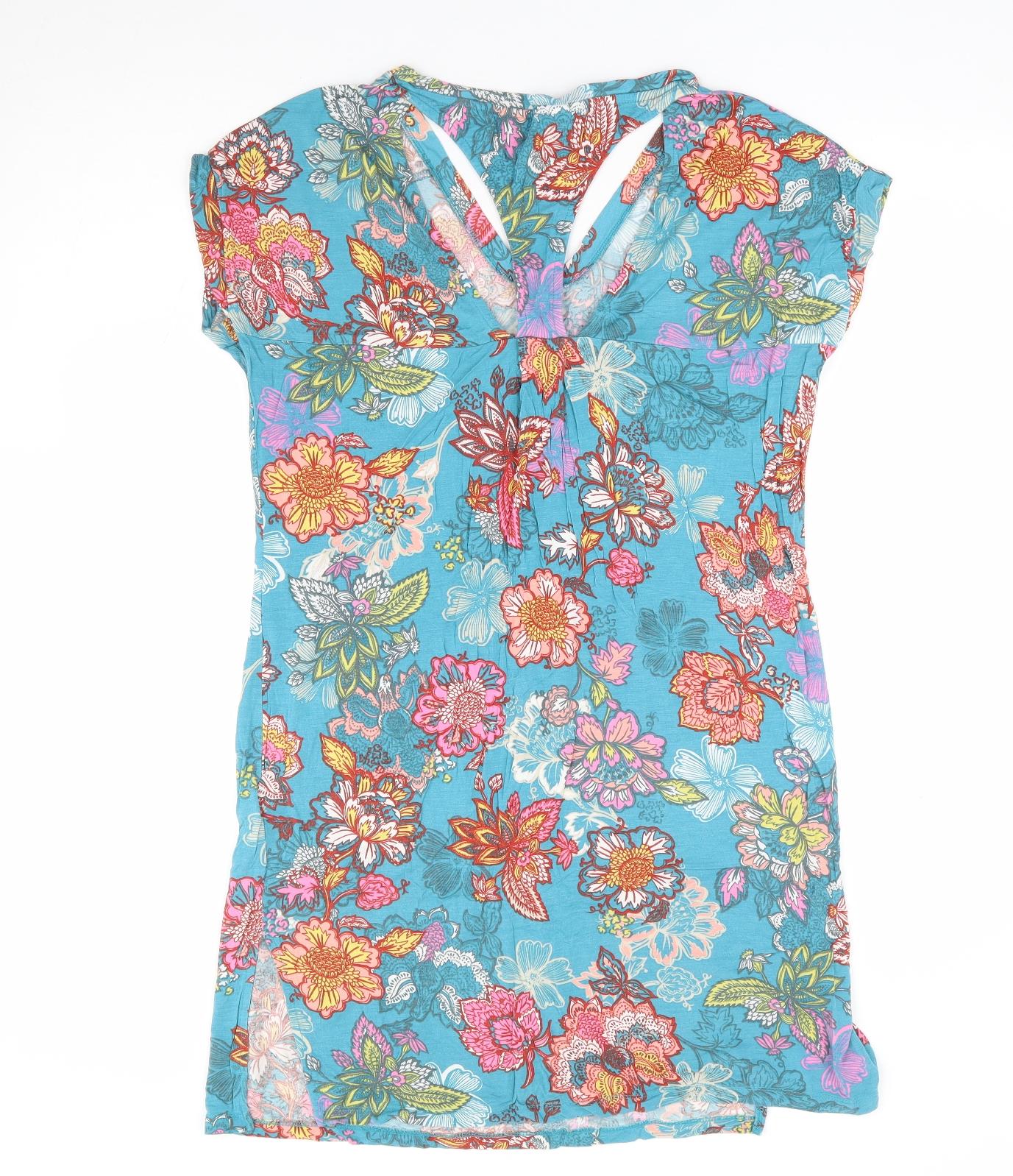 NEXT Womens Multicoloured Floral Viscose A-Line Size 10 V-Neck Pullover - Racerback