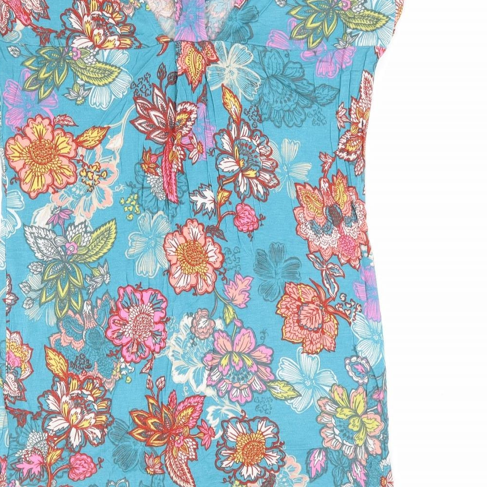 NEXT Womens Multicoloured Floral Viscose A-Line Size 10 V-Neck Pullover - Racerback
