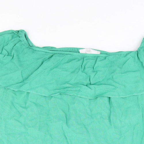 Wallis Womens Green Viscose Basic Blouse Size S Off the Shoulder